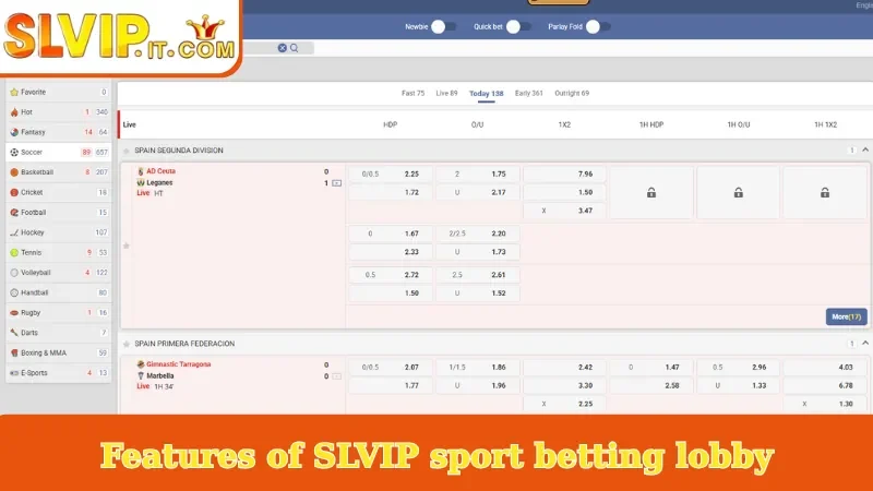 Features of SLVIP sport betting lobby